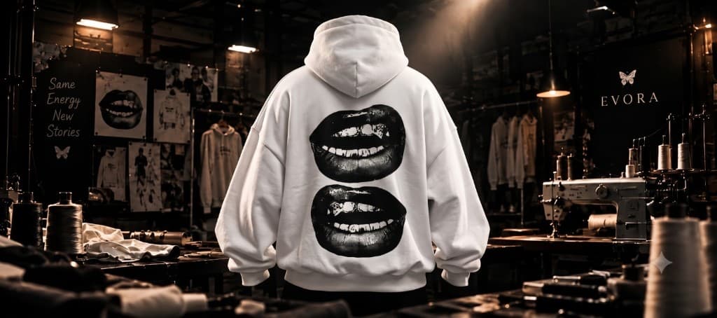 Dual Lips hoodie in Optic white